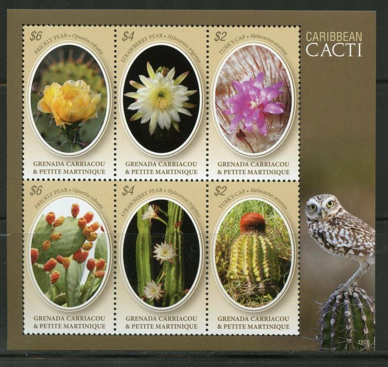 GRENADA GRENADINES  2019 CARIBBEAN CACTI  SHEET MINT NEVER HINGED