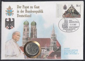 Germany Scott 1503 - May 3, 1987 Papal Visit Cover