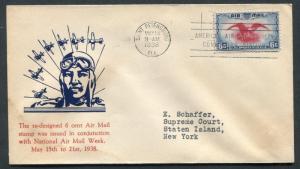 1938 National Air Mail Week - St Petersburg, FL to Supreme Court Staten Island