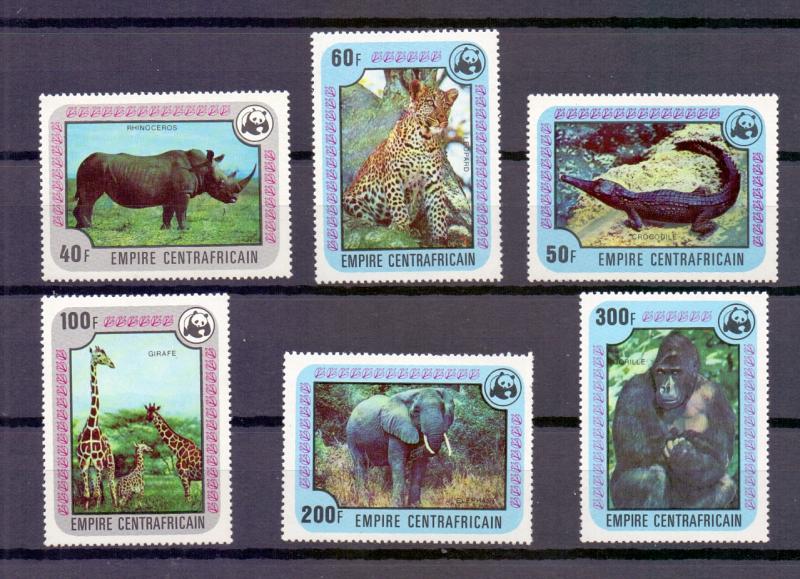 Central African Empire  1978 MNH endangered animals WWF  giraffe leopard gorilla