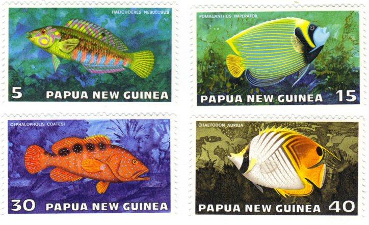 Papua New Guinea #442-45 MNH fish