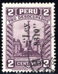 Peru, Insurance, overprinted Ley 8310, 2c, Pro Desocupados, Used