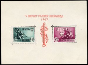 German Occupation 2NB28, $240, 1943 War Victims souvenir sheet, never hinged