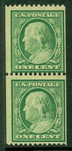 EDW1949SELL : USA Scott #348 Coil pair. Mint Never Hinged. PO Fresh. Cat $225.00