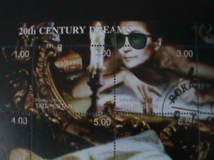 ​TAJIKISTAN- 2000--20TH CENTURY DREAMS-THE BEST MOVIE STARS- CTO NH SHEET-VF