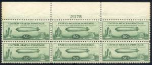 U.S. #C18 Mint VF NH Plate Block - 1933 50c Zeppelin