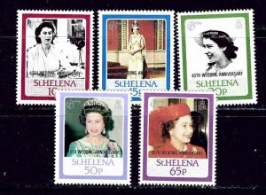 St Helena 488-92 MNH 1987 QEII 40th Wedding Anniv