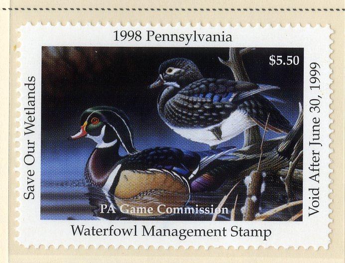 US PA16 PENN STATE DUCK STAMP 1998 MNH SCV $9.00 BIN $5.50