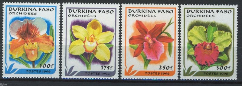 Burkina Faso 1996, Flowers, Orchids full set VF MNH, Mi 1423-26 cat 7€