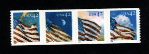 4236-39 American Flags 24/7 42c (Strip of 4) 2008 MNH