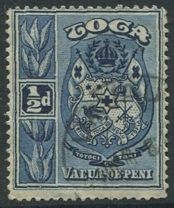 Tonga 1897 SG38 ½d blue Arms #1 FU