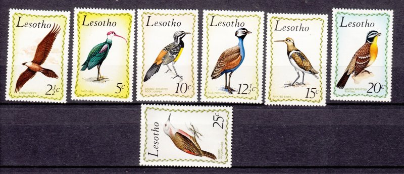 J27501 1971 lesotho set mh #105-11 birds