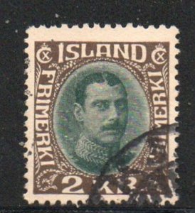 Iceland Sc 186 1931 2 kr Christian X stamp used