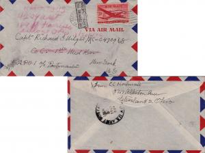 United States A.P.O.'s 5c Large DC-4 Skymaster 1947 Cleveland, Ohio Airmail t...