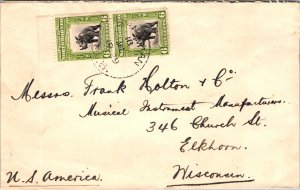1929 Brunei British North Borneo Cover to Elkhorn Wisconsin WI USA