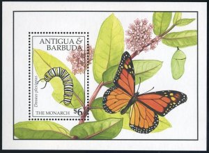 Antigua 1409-1410, MNH. Mi Bl.199-200. Butterflies Monarch, Painted Lady, 1991.