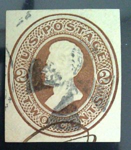 Scott #U122 - 2c Brown - Jackson - Used - Cut Square - 1874-86