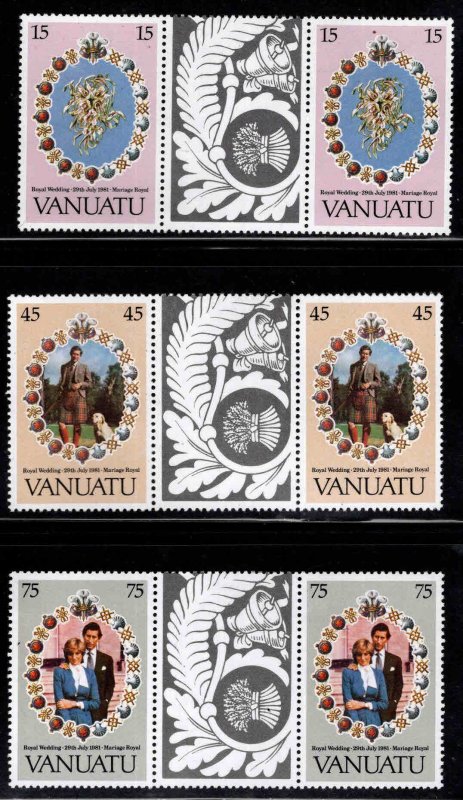 VANUATU Scott 308-310 MNH** Royal Wedding issue Gutter Pairs