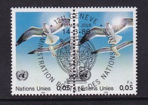 United Nations Geneva  #145  cancelled  1986  doves and sun . pair