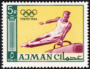 Ajman 1965 MNH Sc #36 5r Gymnast on horse vault 1964 Tokyo Olympics