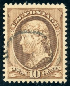 US Stamp #209 Jefferson 10c - PSE Cert - Used - App. Centering XF-SUP 95J 