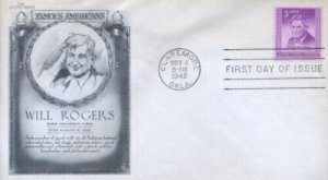 975 3c WILL ROGERS - Aristocrats cachet