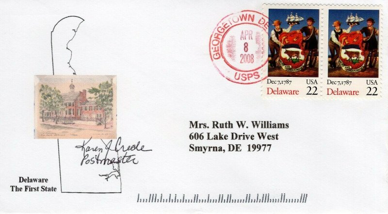 DELAWARE THE FIRST STATE,  GEORGETOWN, DE  2008    FDC11094 