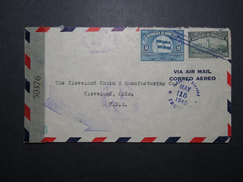 Honduras 1945 Censor Cover to Ohio (II) - Z12004