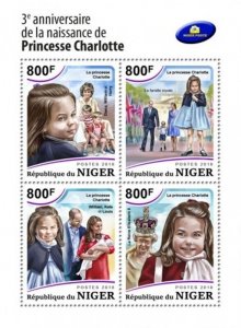 Niger - 2018 Princess Charlotte - 4 Stamp Sheet - NIG18521a