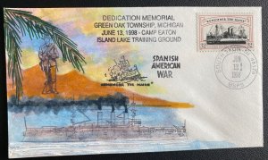 1998 Lyon MI USA Paqueboat Hand Painted Cover Spanish American War Centenary