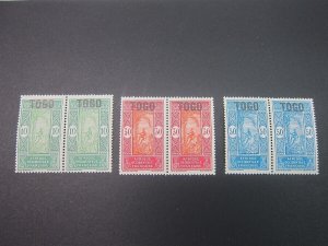 French Togo 1921 Sc 197,201,205 pair MH