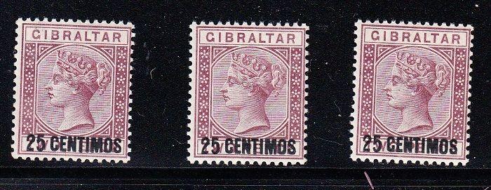 Gibraltar Scott 24 x3 copies Mint NH