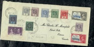 FIJI ISLANDS COVER (PP0301B) 1937 REG KGV COVER 11 VALS TO 2/- TO CANADA, RPO ON 