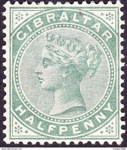 GIBRALTAR 1887 QV 1/2d Dull Green SG8 MH