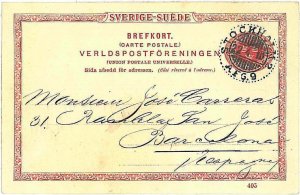 21327 - SWEDEN - Postal History - STATIONERY Card to SPAIN 1910-