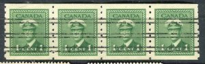 CANADA; 1940s early GVI issue fine Mint Optd. Booklet Strip of 1c.