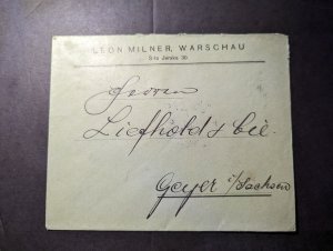 1909 Russia Cover Warsaw to Geyer Sachsen Germany