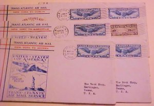 US FOREIGN FLIGHTS 6 DIFF. 1939 TRANS  ATLANTIC 