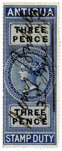 (I.B) Antigua Revenue : Duty Stamp 3d (1876)