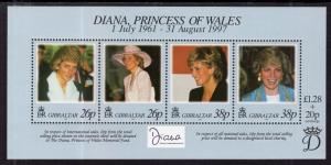 Gibraltar 754 Princess Diana Souvenir Sheet MNH VF