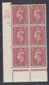 1½d Brown Cylinder Control N43 175 Dot perf 5(E/I) UNMOUNTED MINT/MNH