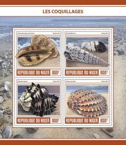 Seashells Stamps Niger 2017 MNH Sea Shells Hexaplex Harpa Shell 4v M/S