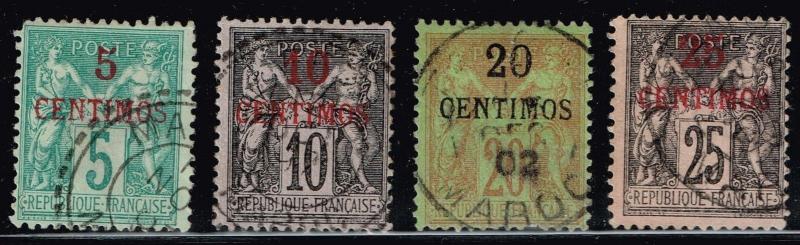 French Morocco SC# 1, 3, 4, and 5 Used - Lot 7515