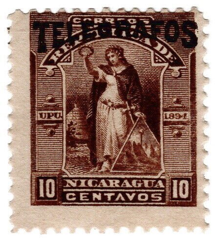 (I.B) Nicaragua Telegraphs : 10c Brown (1894)