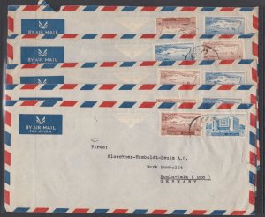 Syria 1951/2 Commercial Airmail Covers To Germany X5