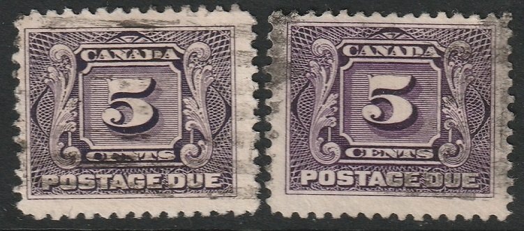 Canada 1906 Sc J4,J4c postage due used both shades
