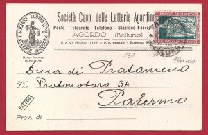 1928 Italy - invoice franked with n. 231 on the reverse revenue stamp of 10 cent