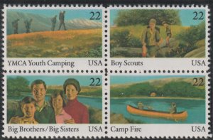 USA Stamps, Scott# 2160-2163,  block of four, MNH, Ymca, Boy scouts, Big Brother
