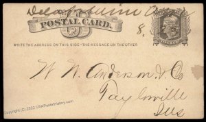 USA 1874 GAINSVILLE Arkansas Manuscript Cancel DPO R2 Postal Card Cover 96267