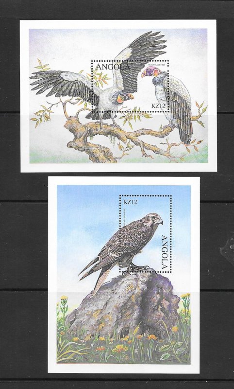 BIRDS-ANGOLA #1146-7 FALCON & VULTURE S/S MNH